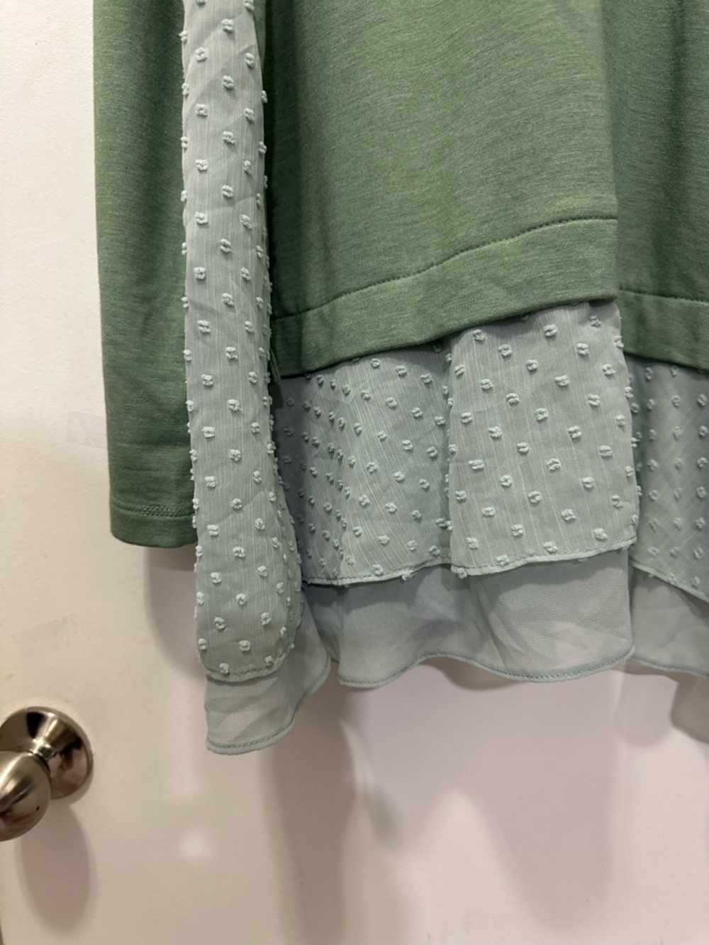 LOGO by Lori Goldstein Open Cardigan Sweater Swiss Dot Sz M - Picture 6 of 6